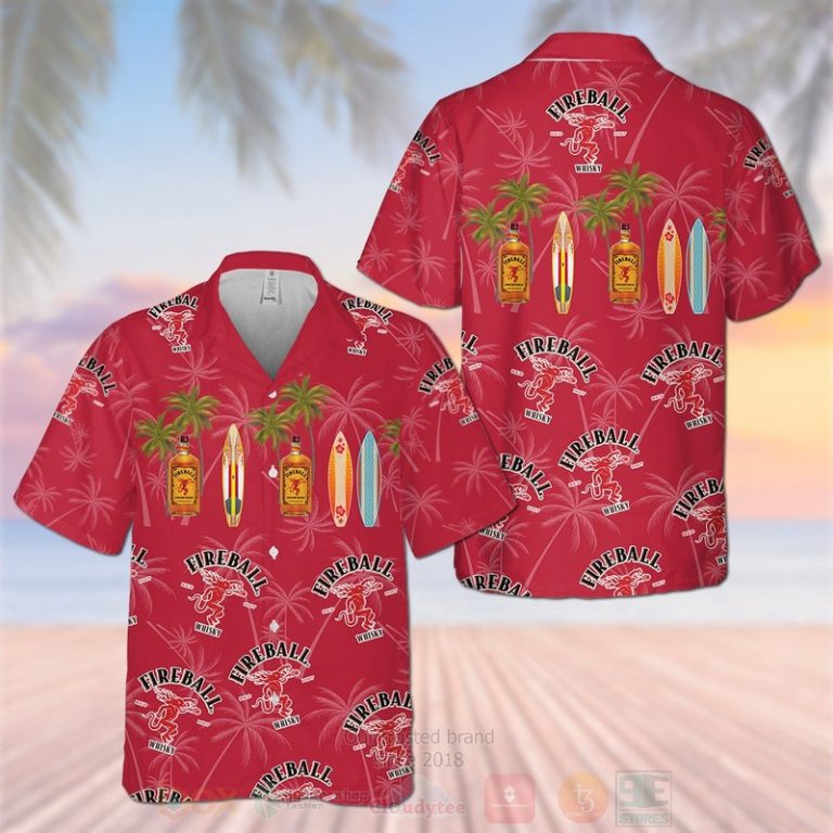 Fireball Cinnamon Whisky Red Hawaiian Shirt