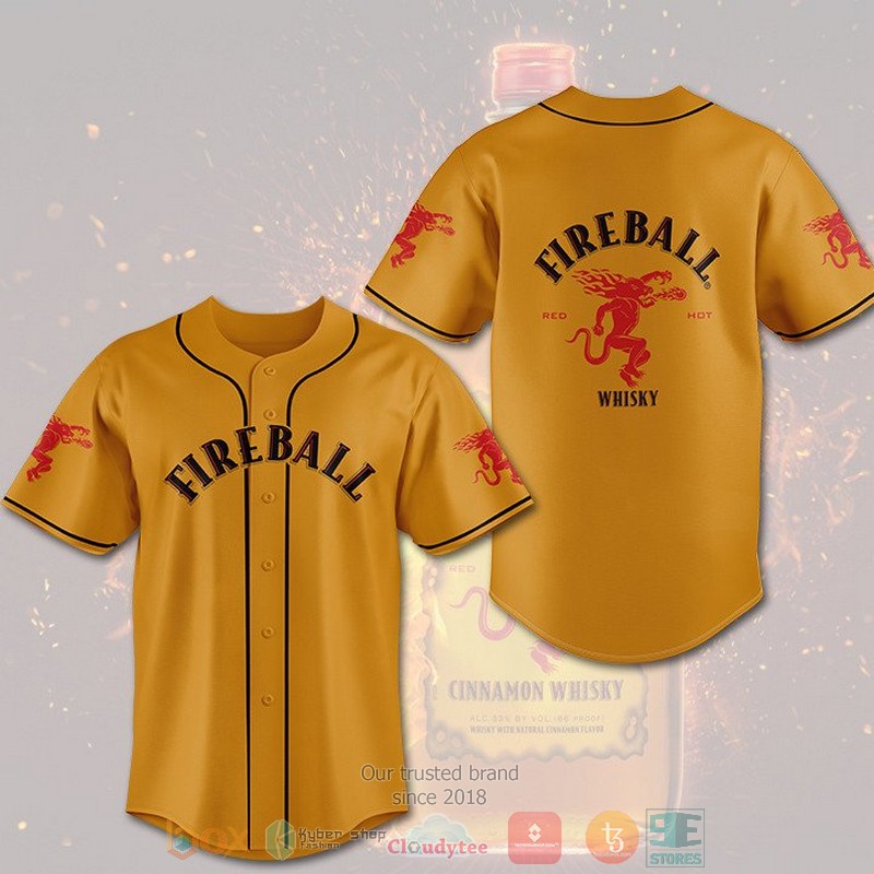Fireball Cinnamon Whisky medium amber Baseball Jersey