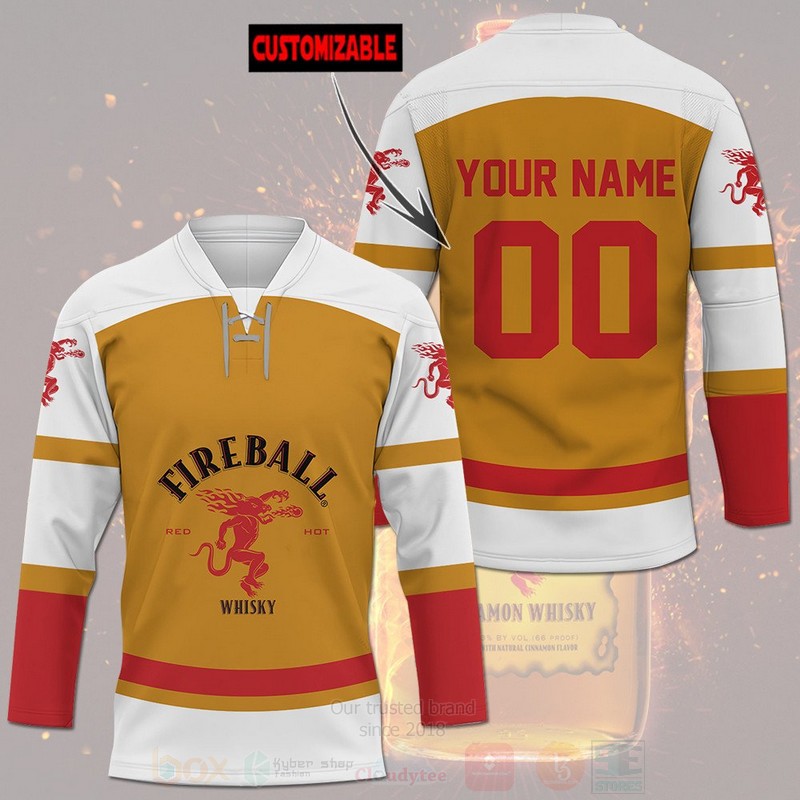 Fireball Whiskey Personalized Hockey Jersey Shirt