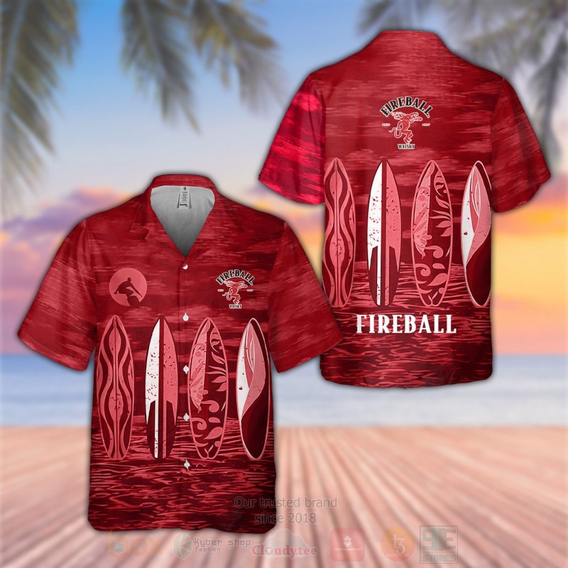 Fireball Whiskey Red Hawaiian Shirt