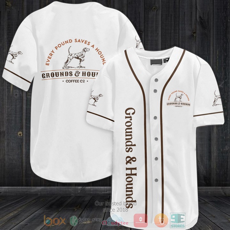 Grounds Hounds Coffee Co white Baseball Jersey