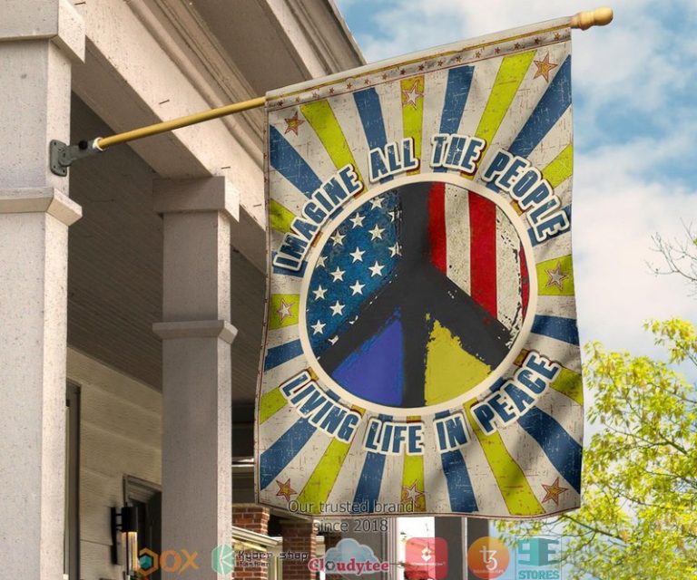 Imagine All The People Living Life In Peace USA Stand With Ukraine Flag