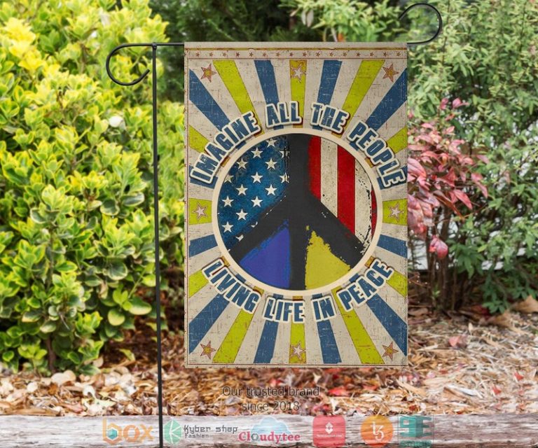 Imagine All The People Living Life In Peace USA Stand With Ukraine Flag 1