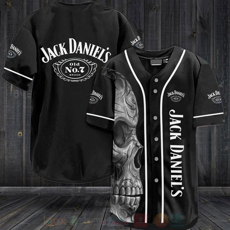 Jack Daniels Skull Baseball Jersey Shirt