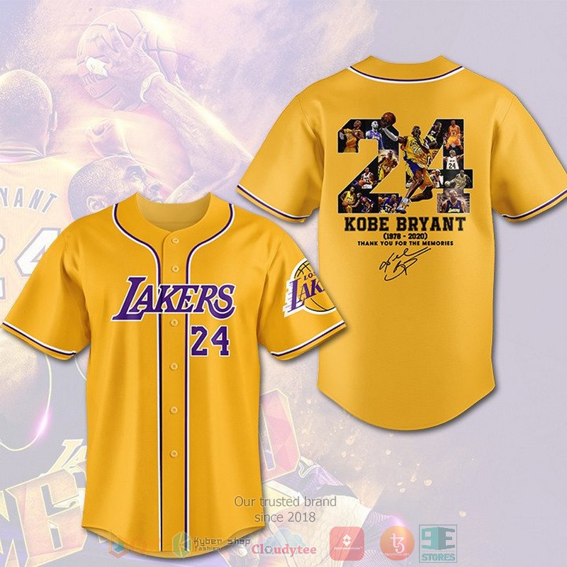 Kobe Bryant 24 Los Angeles Lakers Thank you for the memories Baseball Jersey