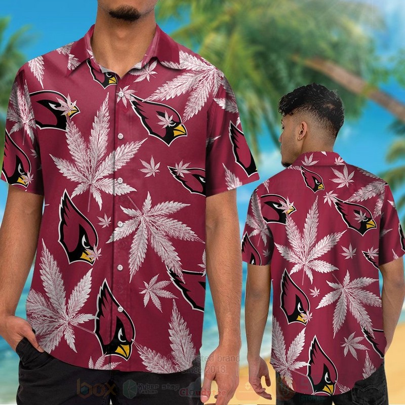 NFL Arizona Cardinals Cannabis Leaves Hawaiian Shirt Short