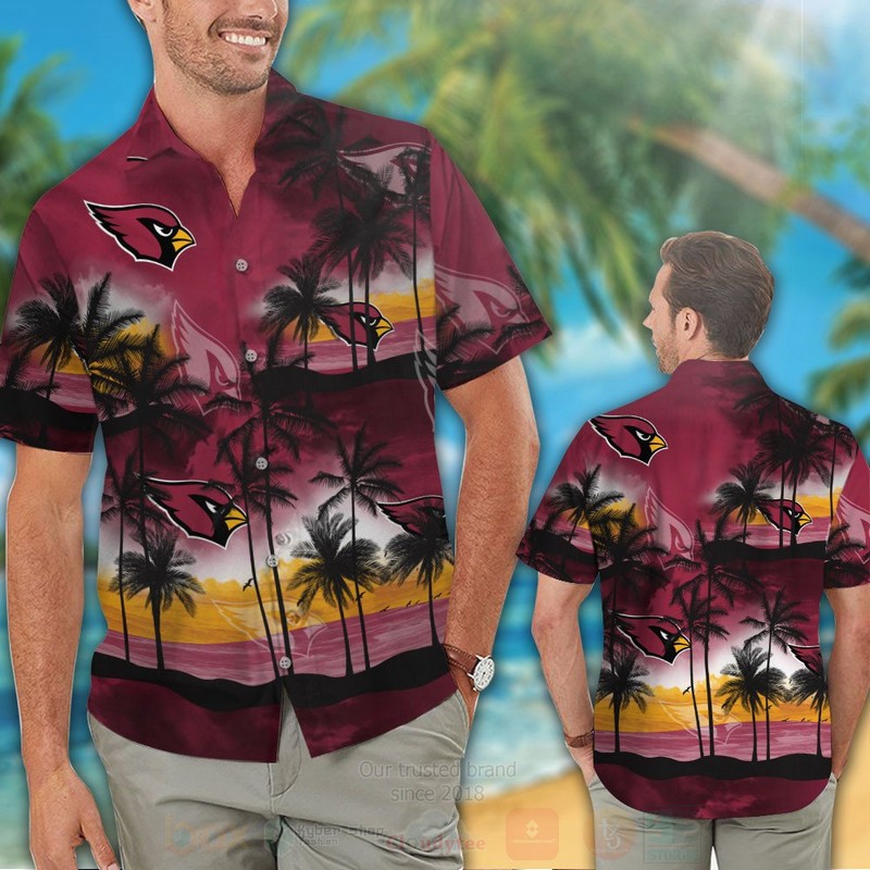 NFL Arizona Cardinals Coconut Tree and The Sea Hawaiian Shirt Short