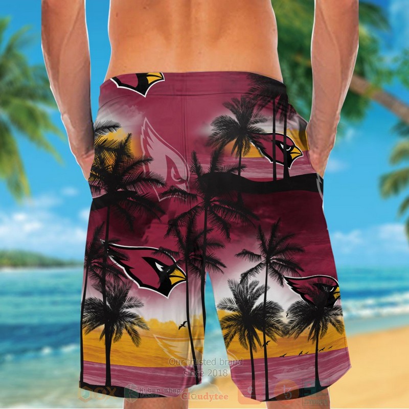 NFL Arizona Cardinals Coconut Tree and The Sea Hawaiian Shirt Short 1 2 3 4 5