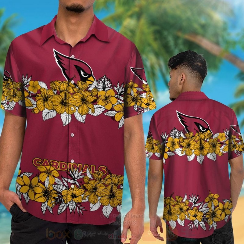 NFL Arizona Cardinals Hibiscus Flowers Hawaiian Shirt Short