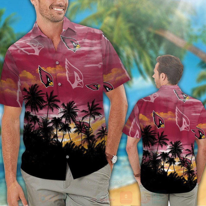 NFL Arizona Cardinals Logos Hawaiian Shirt Short