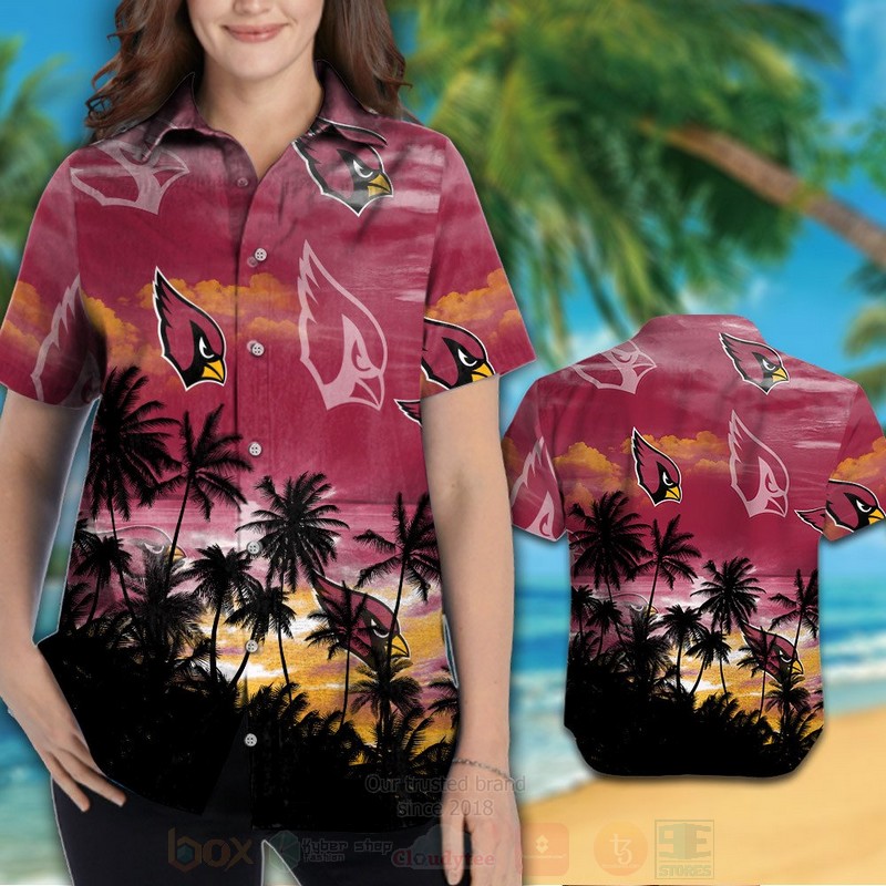 NFL Arizona Cardinals Logos Hawaiian Shirt Short 1