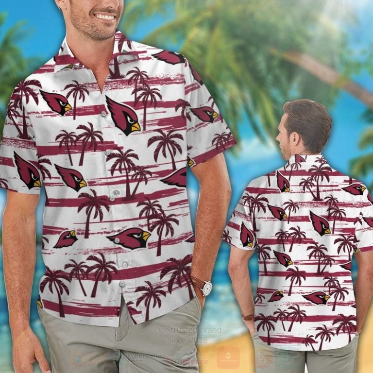 NFL Arizona Cardinals Red White Hawaiian Shirt Short