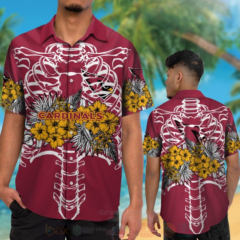 NFL Arizona Cardinals Skeleton Hawaiian Shirt Short