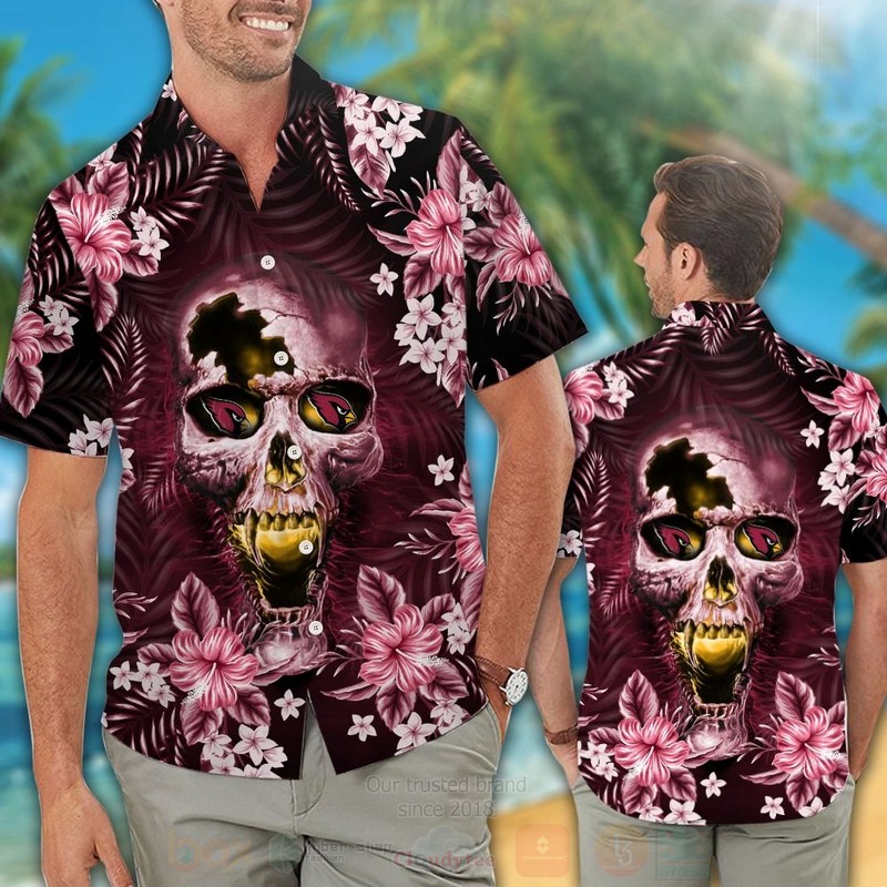 NFL Arizona Cardinals Skull Hawaiian Shirt Short