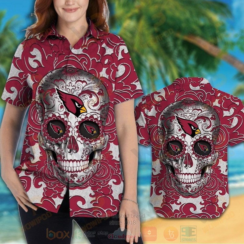 NFL Arizona Cardinals Sugar Skull Hawaiian Shirt 1 2