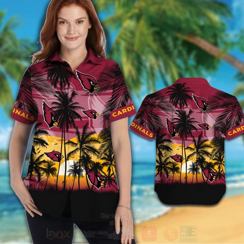 NFL Arizona Cardinals The Sun And The Sea Hawaiian Shirt Short 1