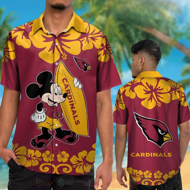 NFL Arizona Cardinals and Mickey Mouse Hawaiian Shirt Short