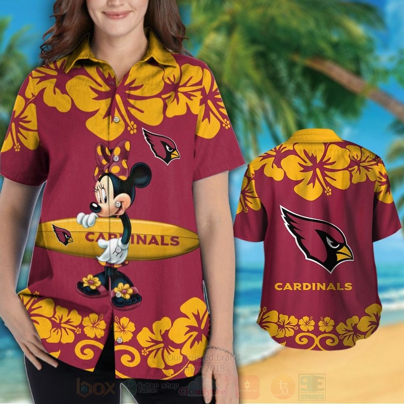 NFL Arizona Cardinals and Minnie Mouse Hawaiian Shirt Short 1
