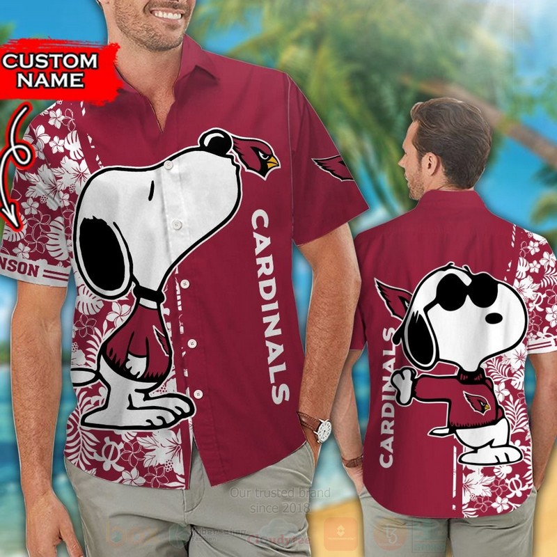 NFL Arizona Cardinals and Snoopy Custom Name Hawaiian Shirt Short