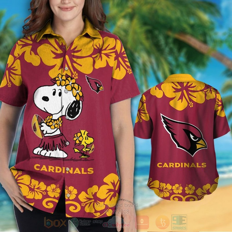 NFL Arizona Cardinals and Snoopy Cute Hawaiian Shirt Short 1 2