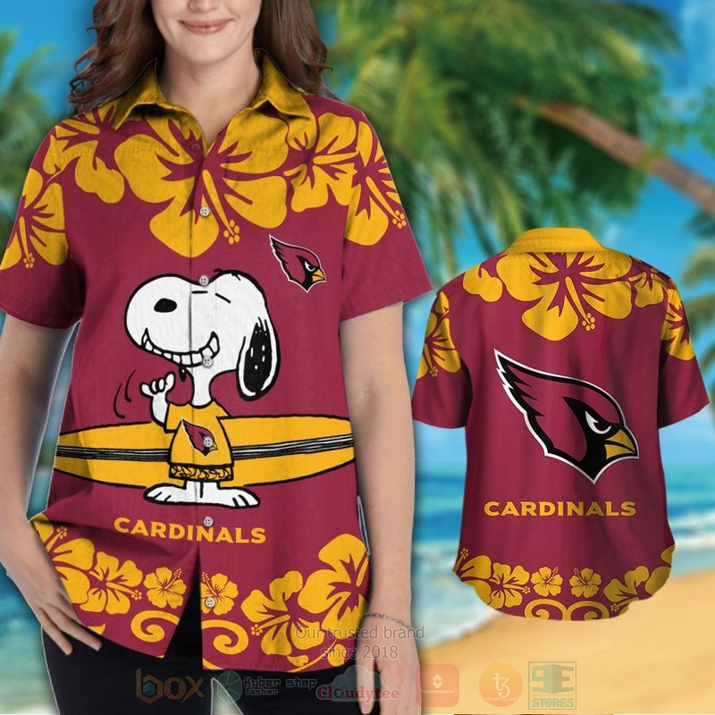 NFL Arizona Cardinals and Snoopy Hawaiian Shirt Short 1 2