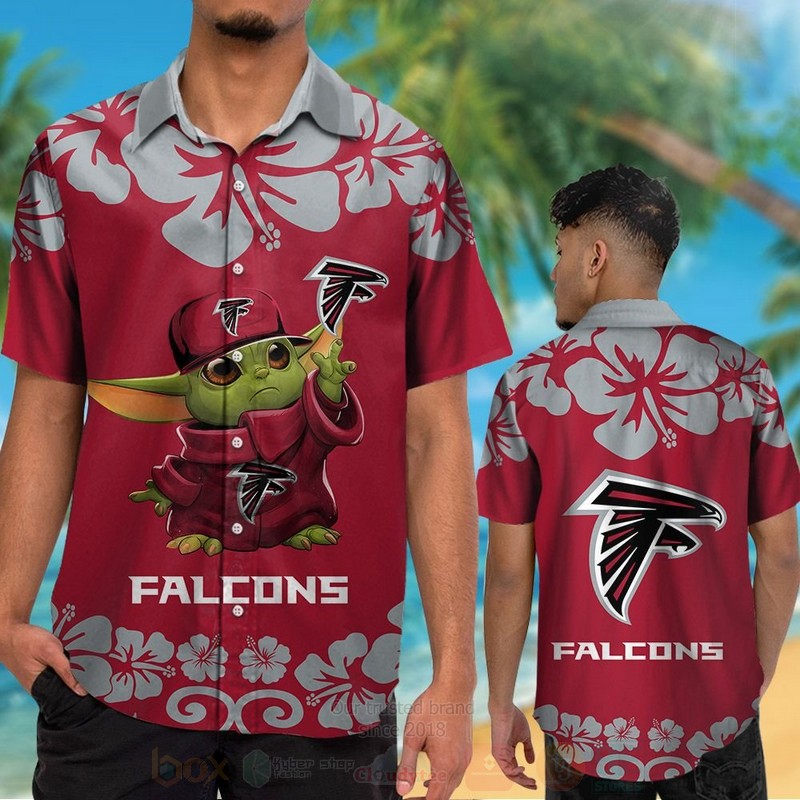 NFL Atlanta Falcons Baby Yoda Red Hawaiian Shirt Short