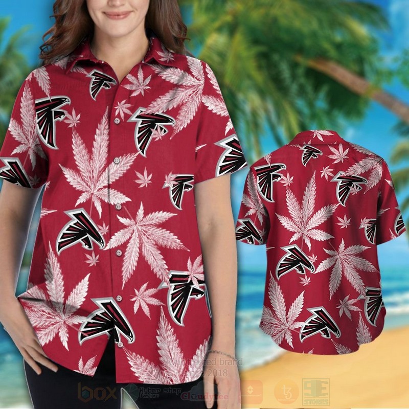 NFL Atlanta Falcons Cannabis Leaves Hawaiian Shirt Short 1