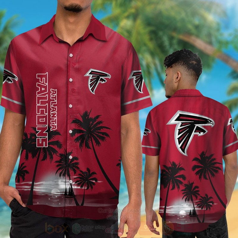 NFL Atlanta Falcons Full Drak Red Hawaiian Shirt Short