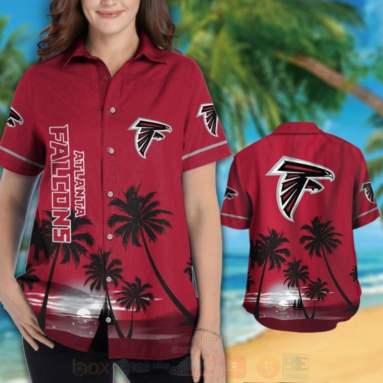 NFL Atlanta Falcons Full Drak Red Hawaiian Shirt Short 1