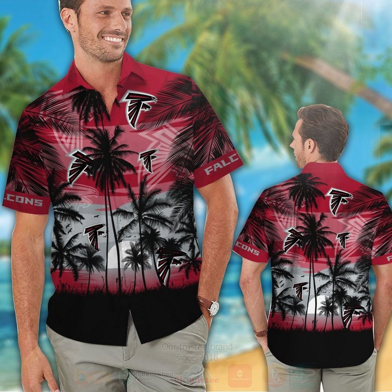 NFL Atlanta Falcons Grey Black Hawaiian Shirt Short