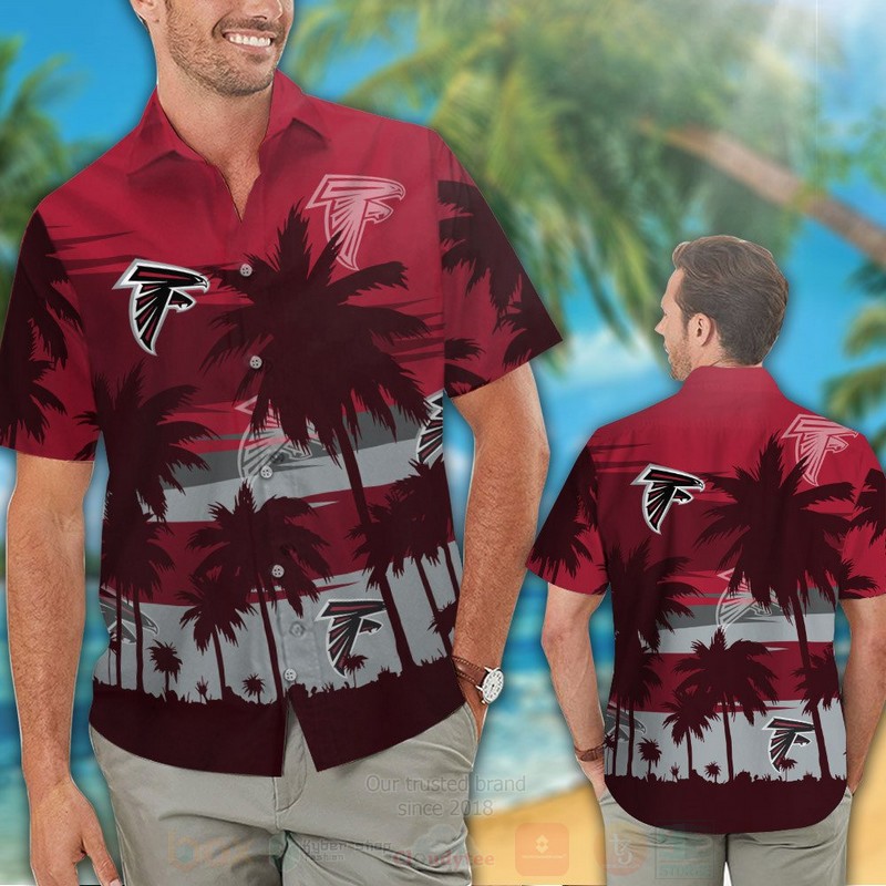 NFL Atlanta Falcons Grey Red Hawaiian Shirt Short