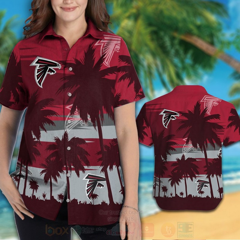 NFL Atlanta Falcons Grey Red Hawaiian Shirt Short 1