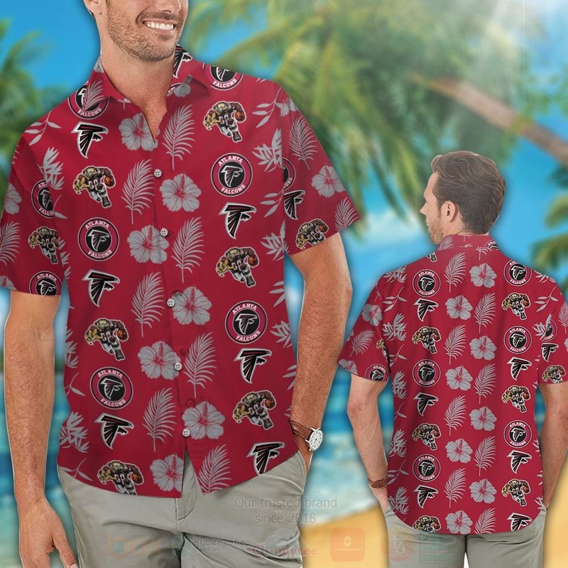 NFL Atlanta Falcons Hibiscus Flowers Hawaiian Shirt Short