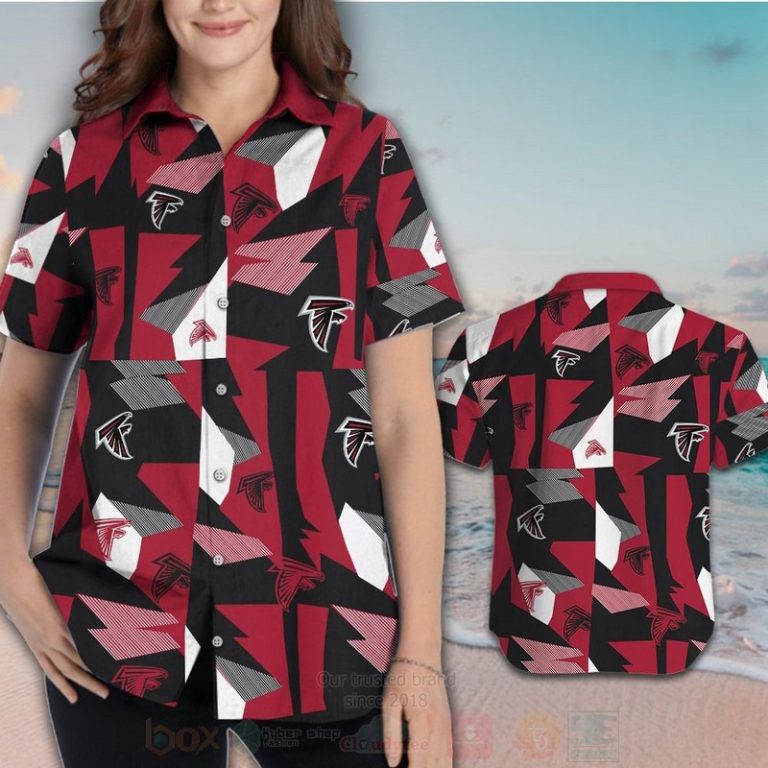 NFL Atlanta Falcons Red Black Hawaiian Shirt Short 1