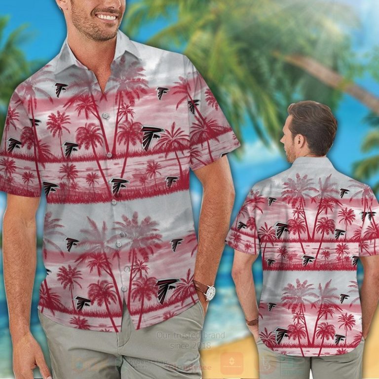 NFL Atlanta Falcons Red White Coconut tree Hawaiian Shirt Short