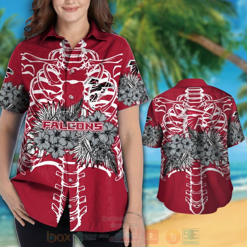 NFL Atlanta Falcons Skeleton Hawaiian Shirt Short 1 2