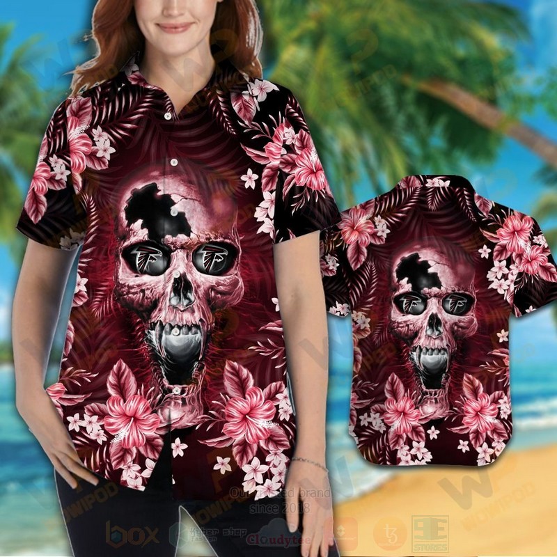 NFL Atlanta Falcons Skull Hawaiian Shirt Short 1