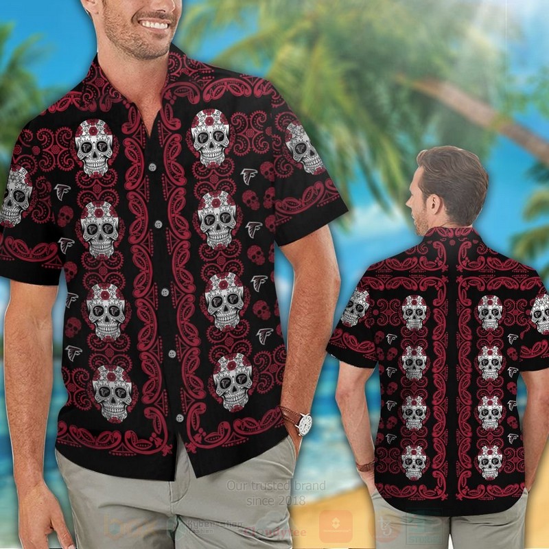 NFL Atlanta Falcons Skulls Hawaiian Shirt Short