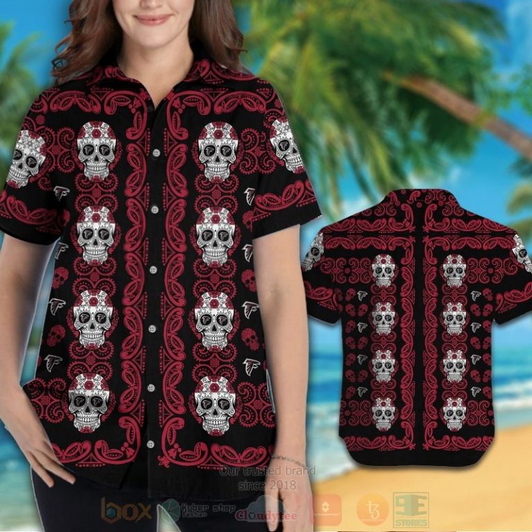 NFL Atlanta Falcons Skulls Hawaiian Shirt Short 1 2