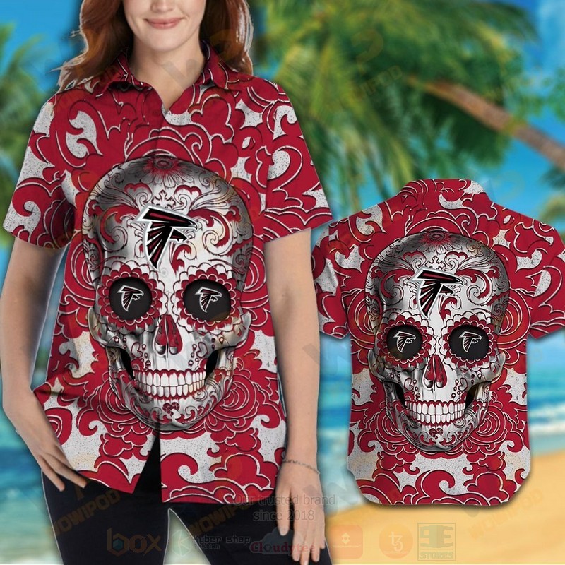 NFL Atlanta Falcons Sugar Skull Hawaiian Shirt 1