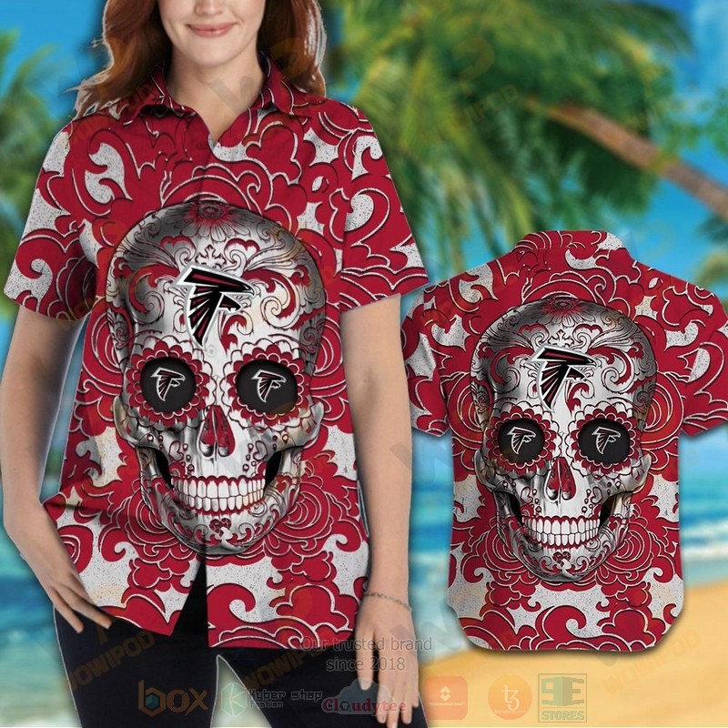 NFL Atlanta Falcons Sugar Skull Hawaiian Shirt 1 2