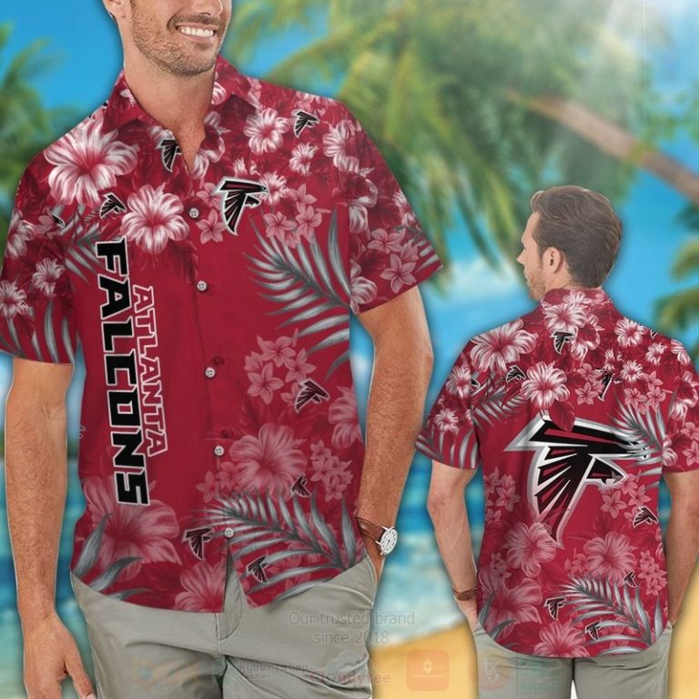 NFL Atlanta Falcons White Hibiscus Flower Hawaiian Shirt Short