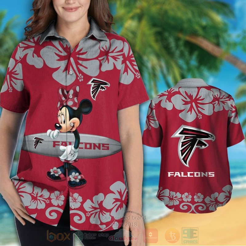 NFL Atlanta Falcons and Minnie Mouse Hawaiian Shirt Short 1 2