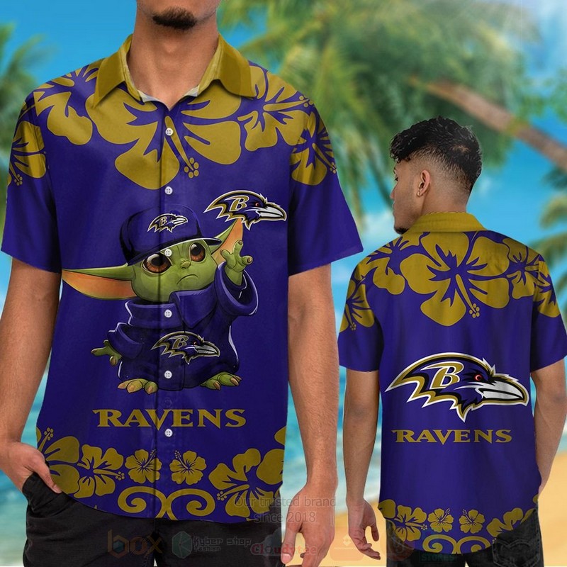 NFL Baltimore Ravens Baby Yoda Hawaiian Shirt Short