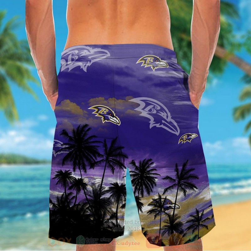 NFL Baltimore Ravens Blue Skye Hawaiian Shirt Short 1 2 3 4 5