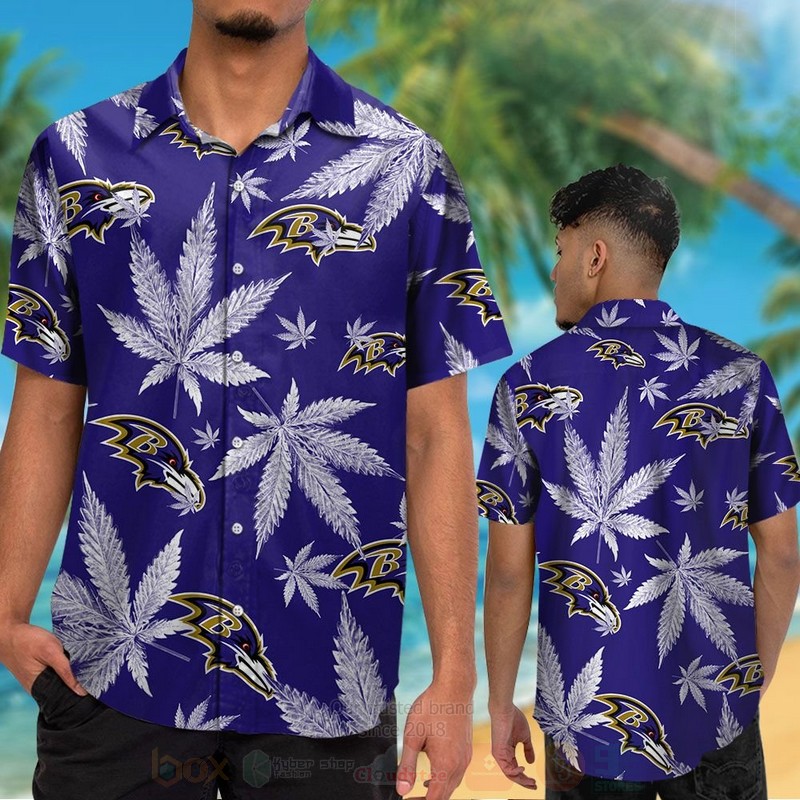 NFL Baltimore Ravens Cannabis Leaves Hawaiian Shirt Short