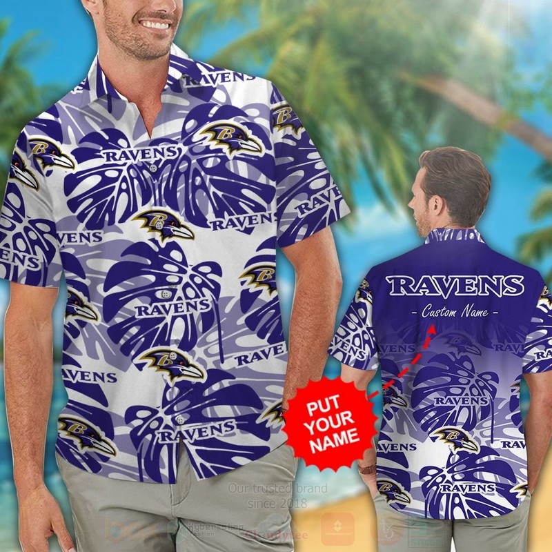 NFL Baltimore Ravens Custom Name Hawaiian Shirt Short