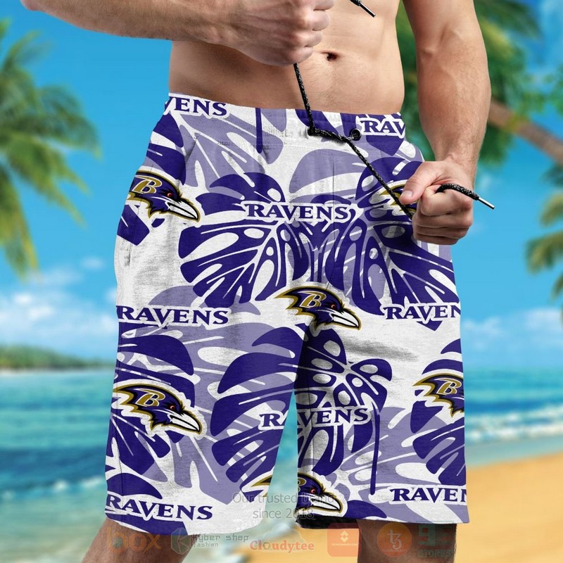 NFL Baltimore Ravens Custom Name Hawaiian Shirt Short 1 2 3 4