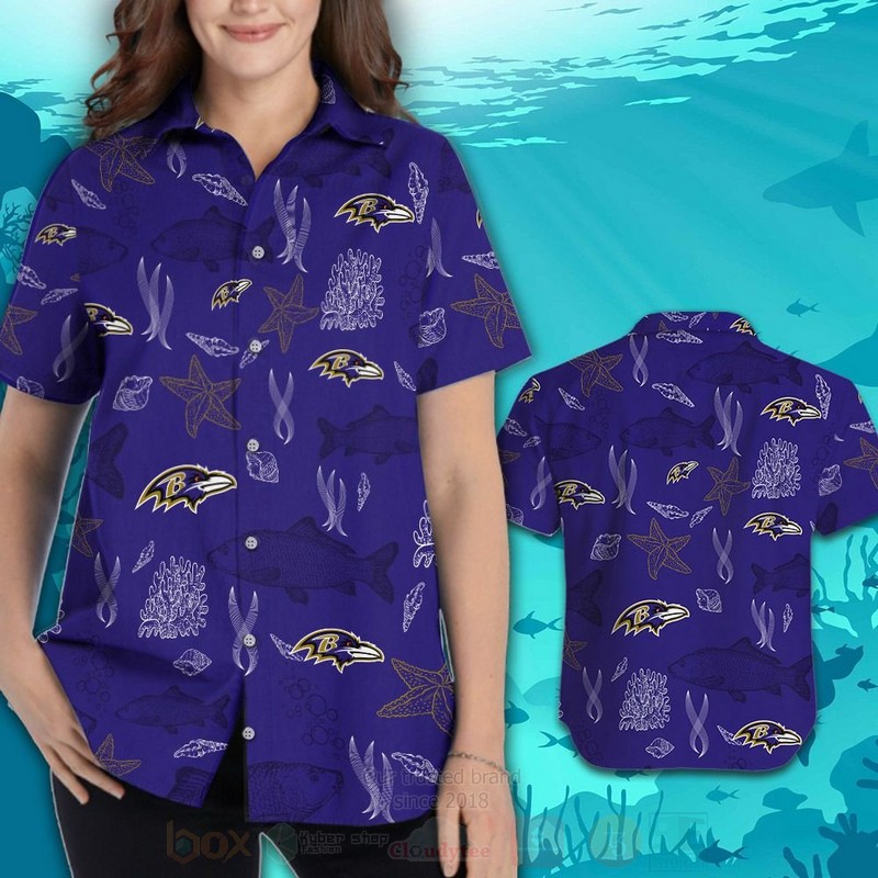 NFL Baltimore Ravens Fish Hawaiian Shirt Short 1