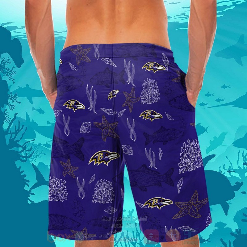 NFL Baltimore Ravens Fish Hawaiian Shirt Short 1 2 3 4 5